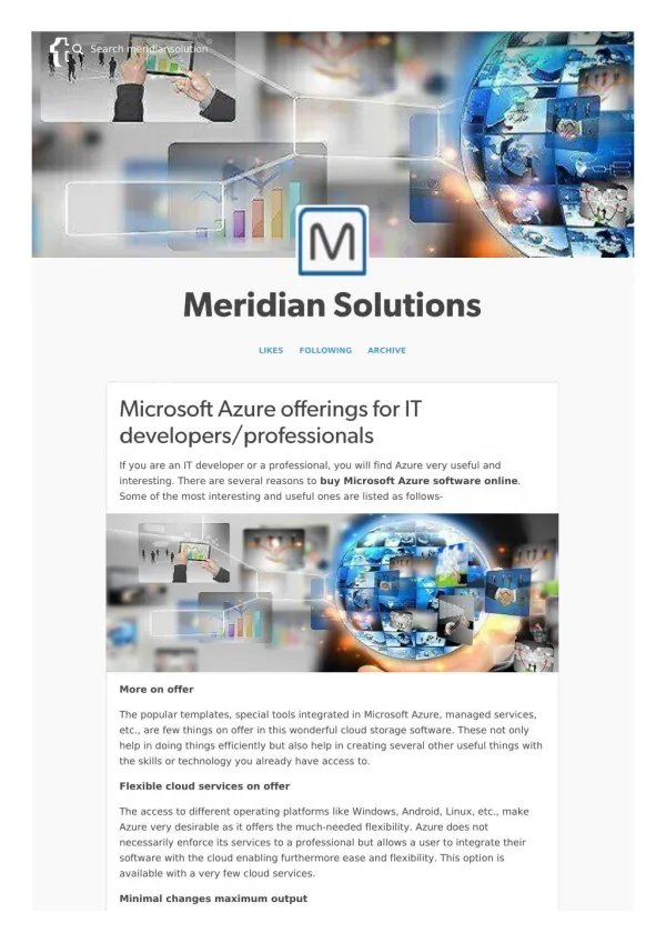 Microsoft Azure offerings for IT developers/professionals