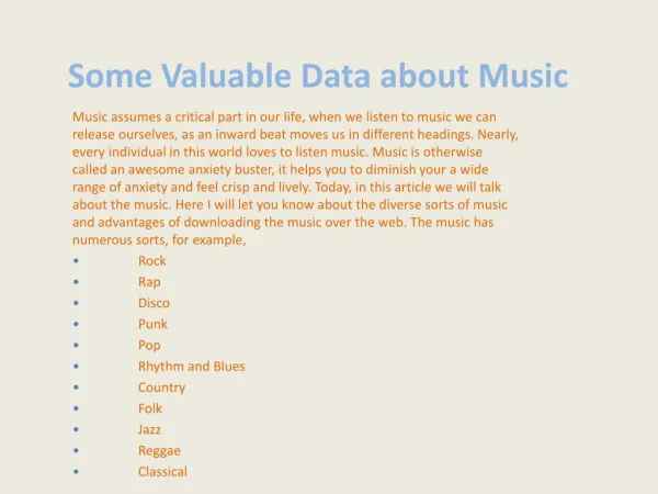 Some Valuable Data about Music