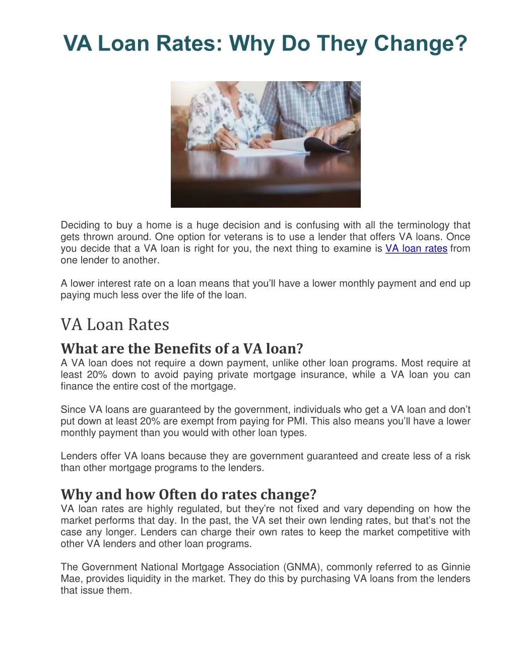 va loan rates why do they change