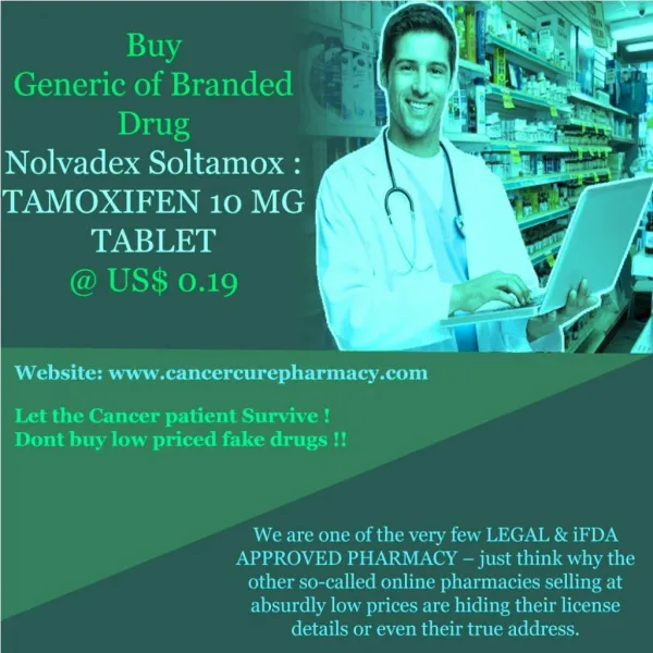 Buy Nolvadex Soltamox - Tamoxifen 10 Mg Tablet @ Us$ 0.19