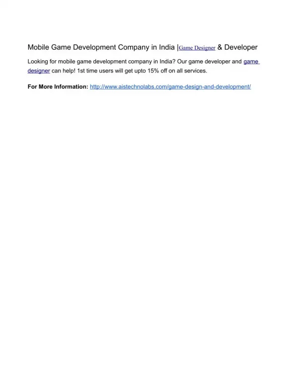 mobile game development company in india game
