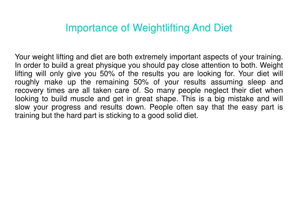 importance of weightlifting and diet