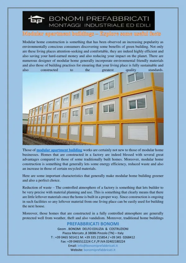 Modular apartment buildings – Explore some useful facts
