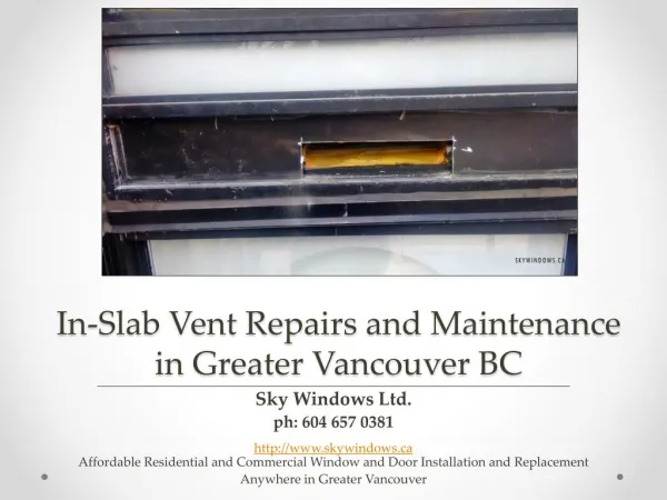 In Slab Vent Repairs and Maintenance in Greater Vancouver