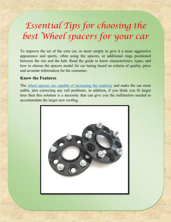 Essential Tips for choosing the best Wheel spacers for your car