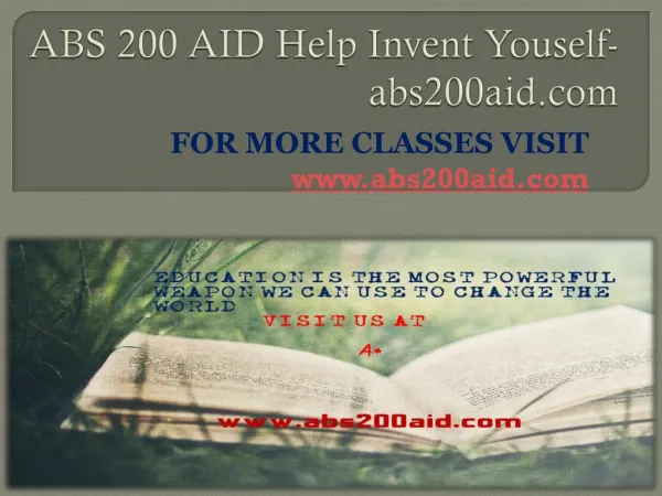 ABS 200 AID Help Invent Youself-abs200aid.com