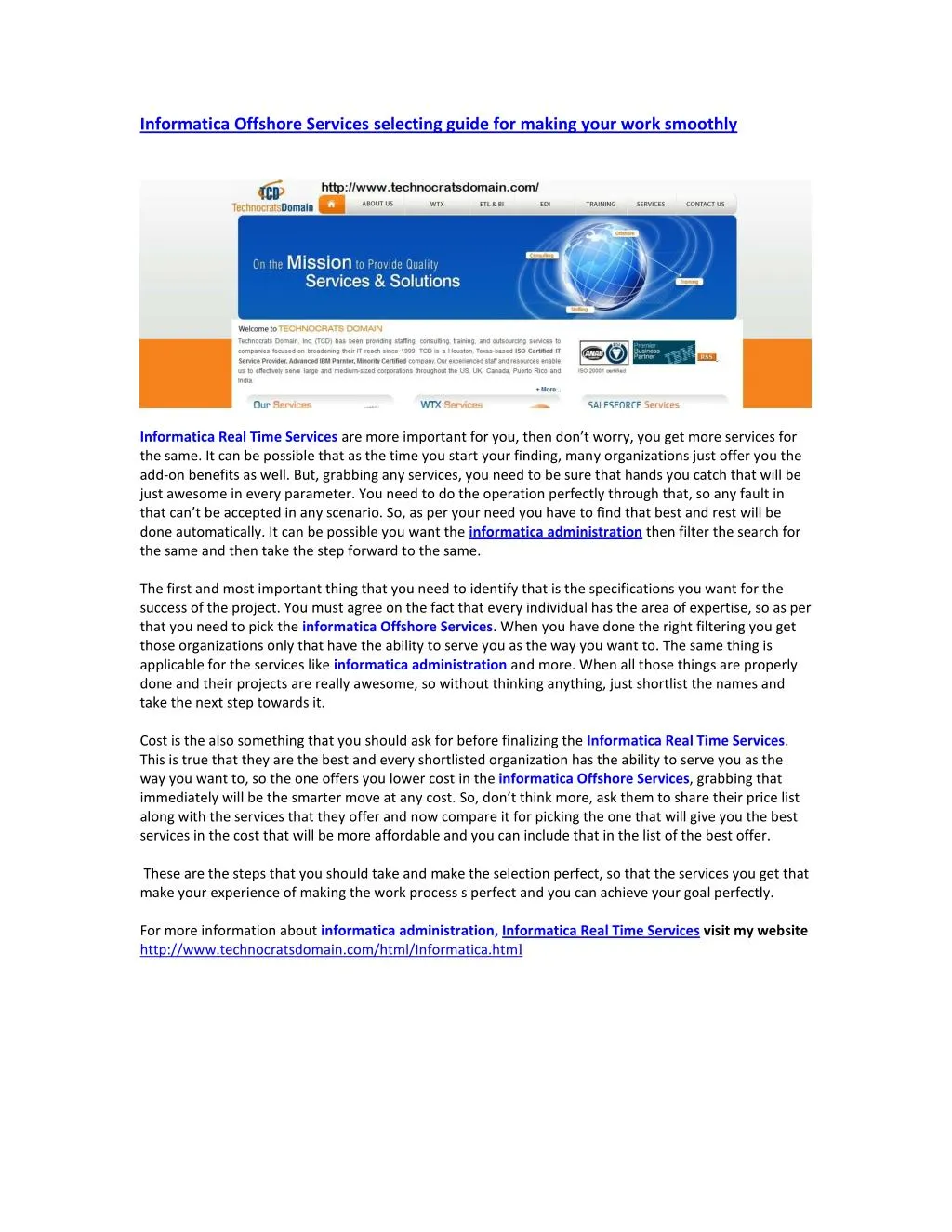 informatica offshore services selecting guide