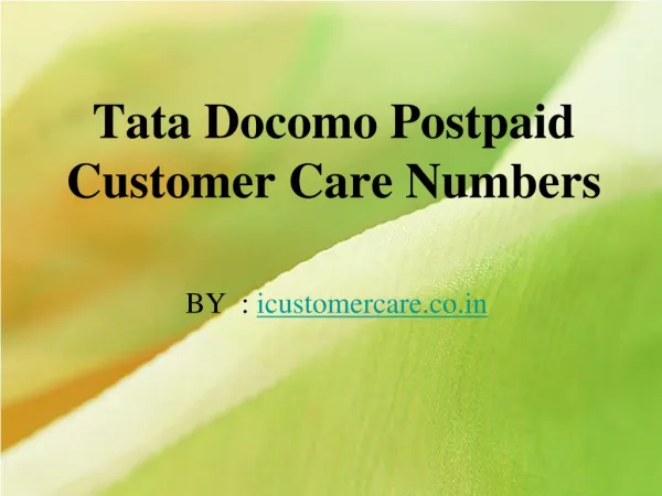 Check Tata DOCOMO customer care toll free no