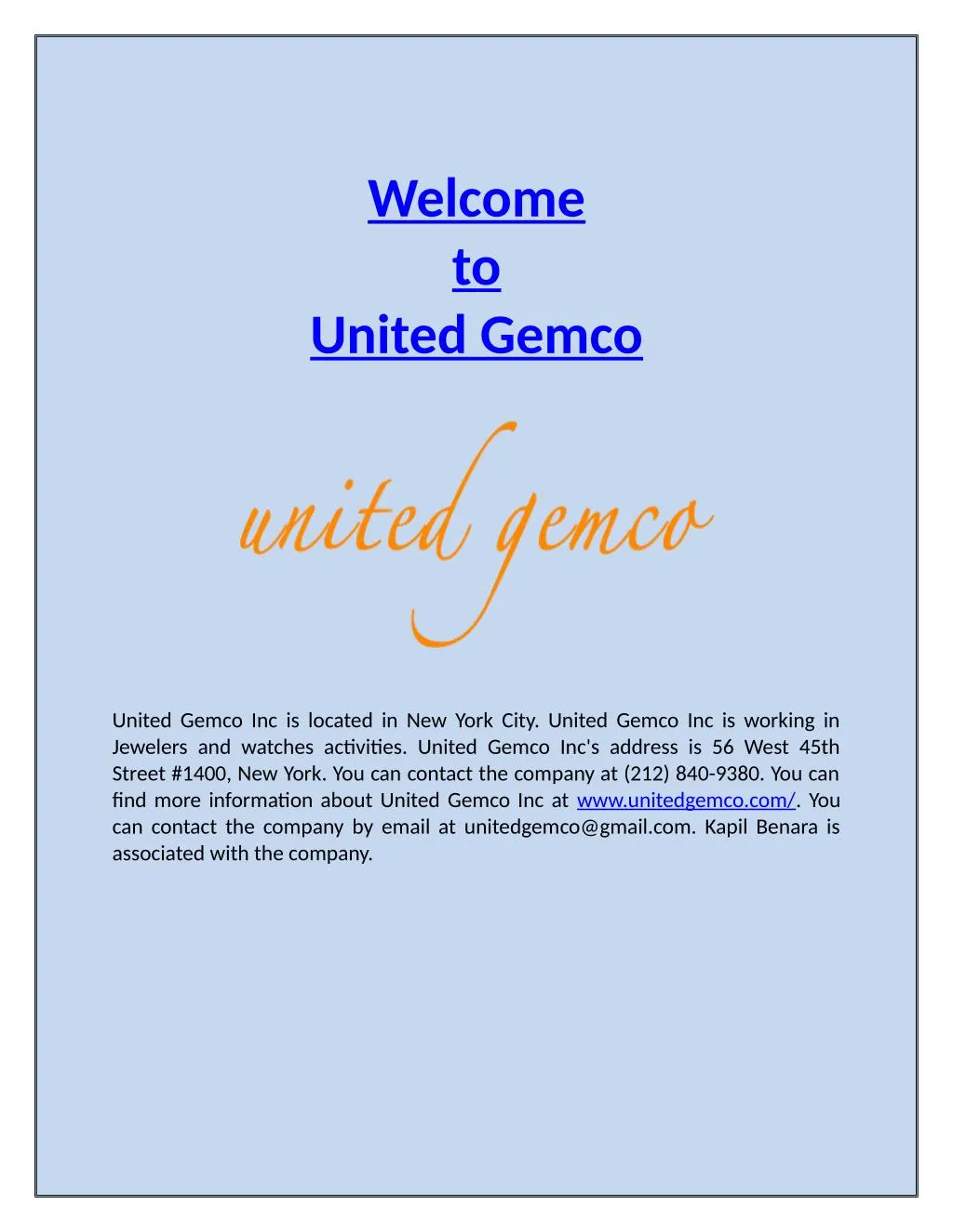 welcome to united gemco