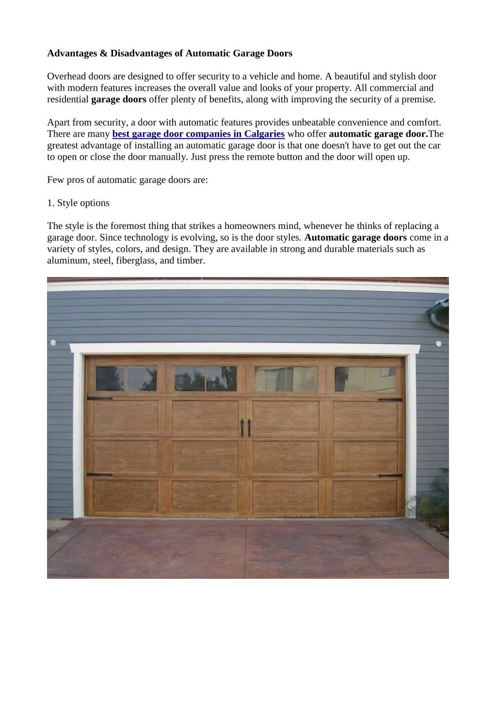 advantages disadvantages of automatic garage