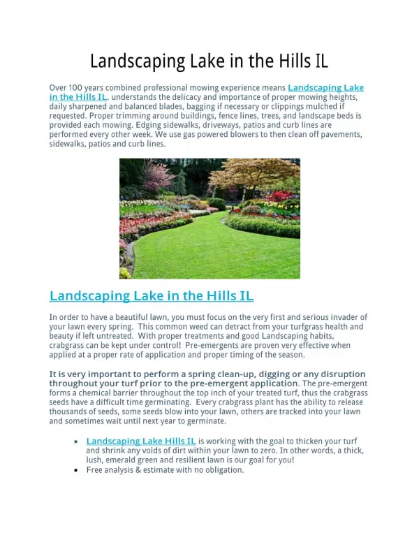 Landscaping Lake in the Hills IL