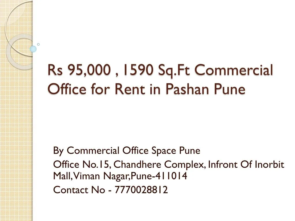 rs 95 000 1590 sq ft commercial office for rent in pashan pune