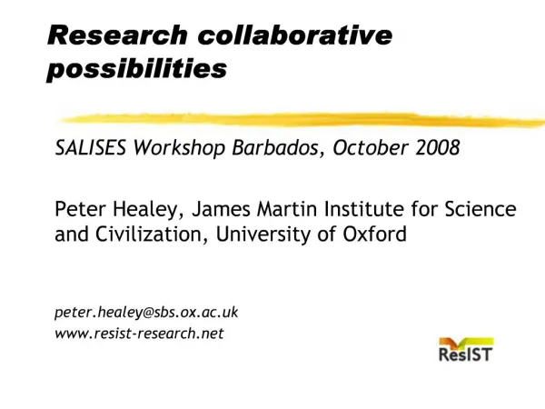 Research collaborative possibilities