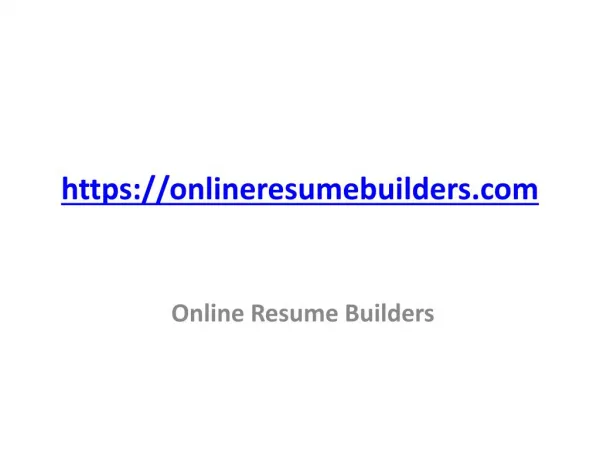 Online Resume Builders