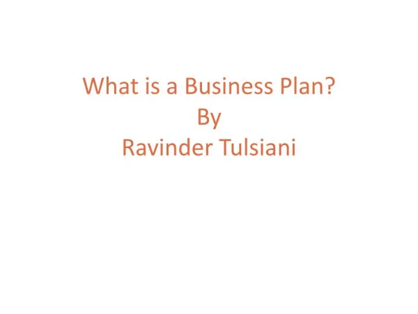 Business | Business Plan | Ravinder Tulsiani