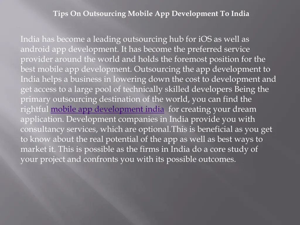 tips on outsourcing mobile app development