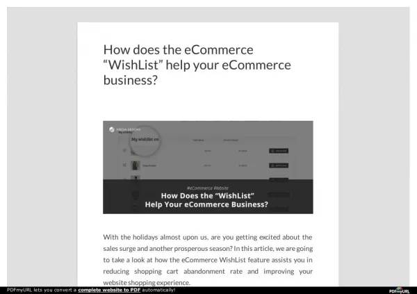 How does the eCommerce “WishList” help your eCommerce business?