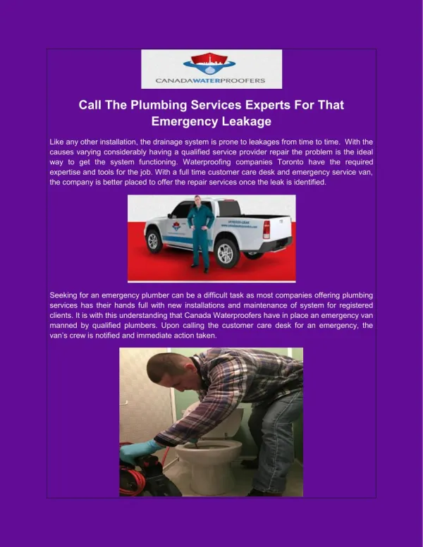 Call The Plumbing Services Experts For That Emergency Leakage