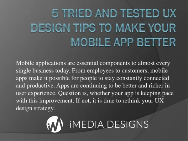 5 Tried and Tested UX Design Tips to Make Your Mobile App Better