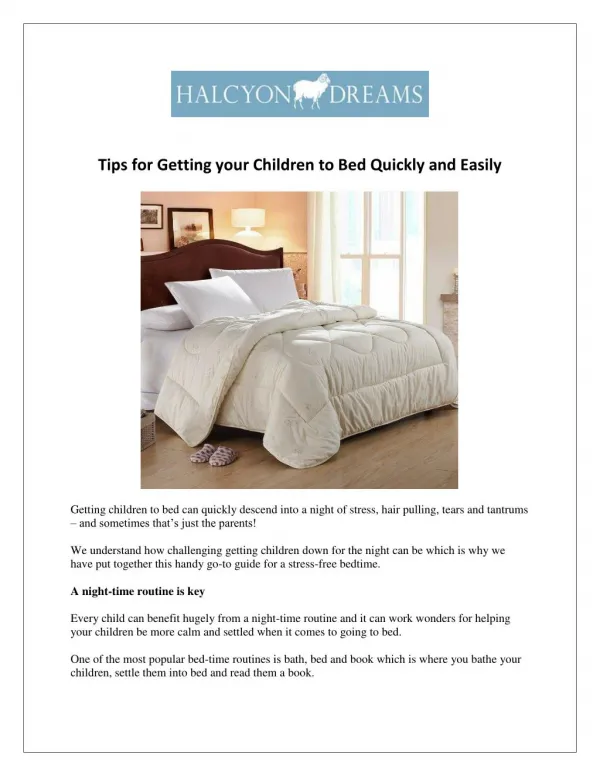 Tips for Getting your Children to Bed Quickly and Easily