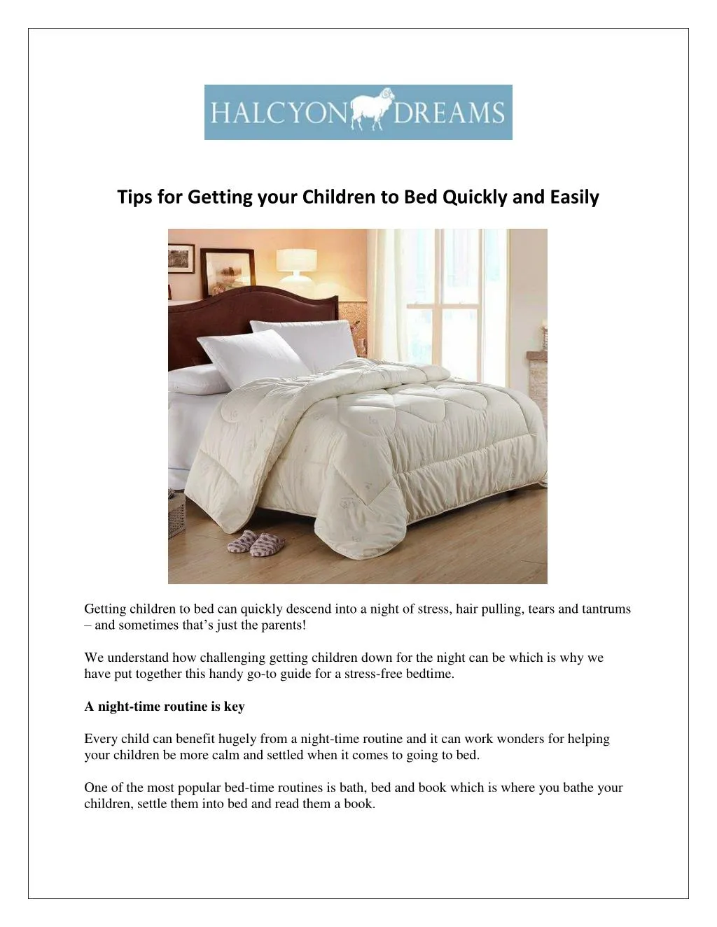tips for getting your children to bed quickly