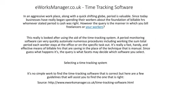 Time Tracking Software from eWorksManager