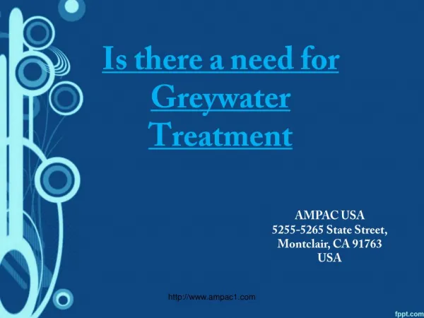 Waste Water Treatment: Grey Water Treatment Systems