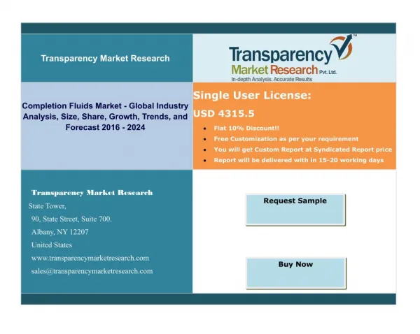 Completion Fluids Market -Global Industry Analysis, Size, Share, Growth, Trends, and Forecast 2016-2024