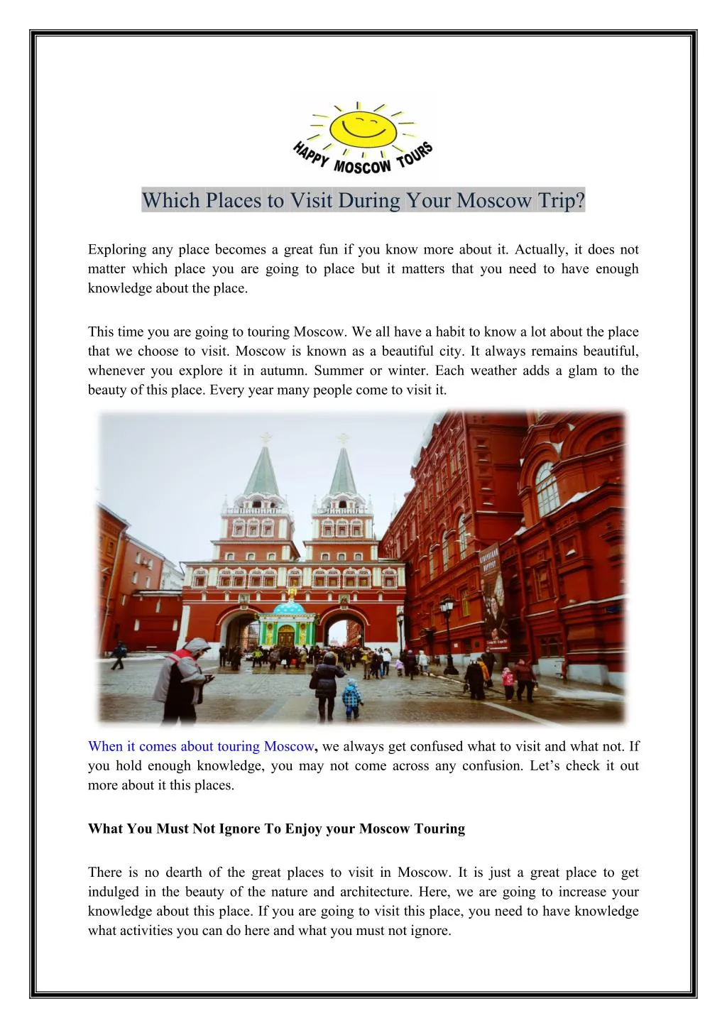 which places to visit during your moscow trip