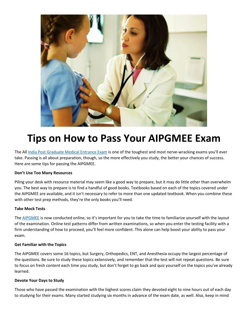 tips on how to pass your aipgmee exam