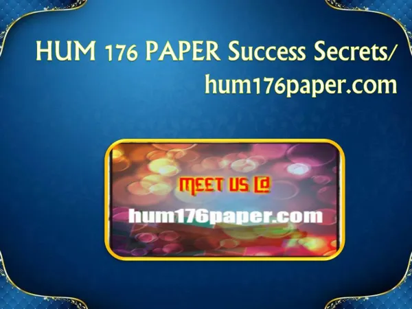 HUM 176 PAPER Success Secrets/ hum176paper.com