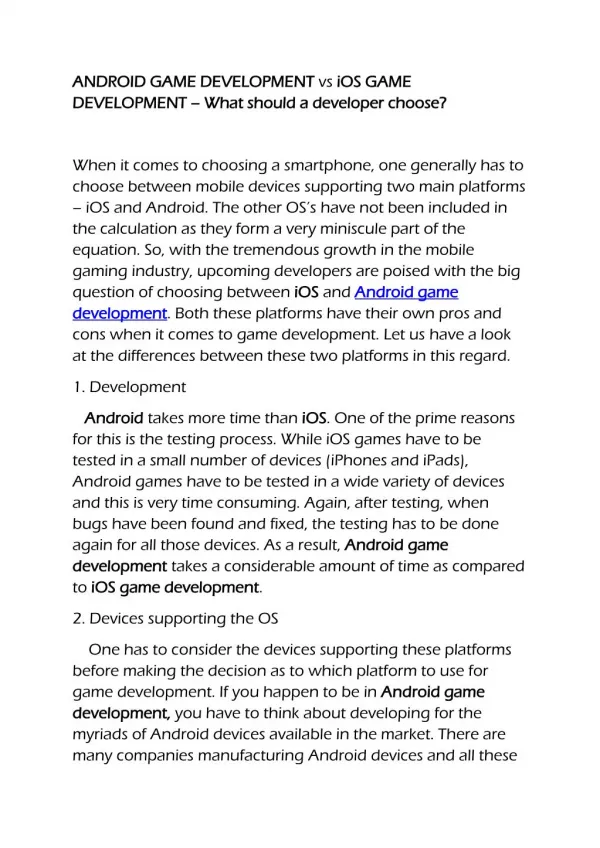 iOS vs Android game development