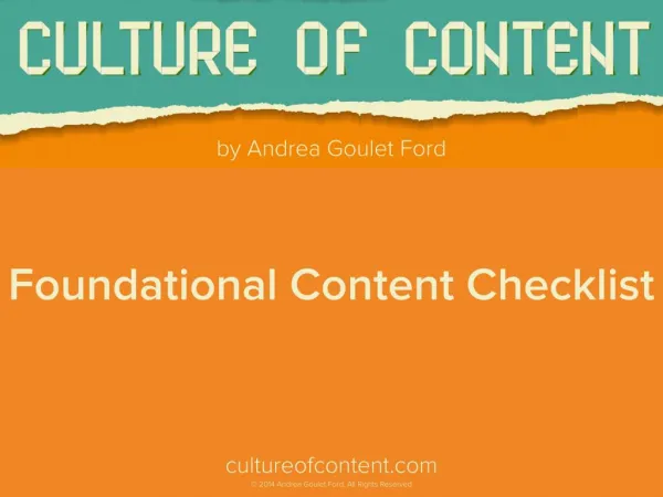 Culture of Content: Foundational Content Checklist