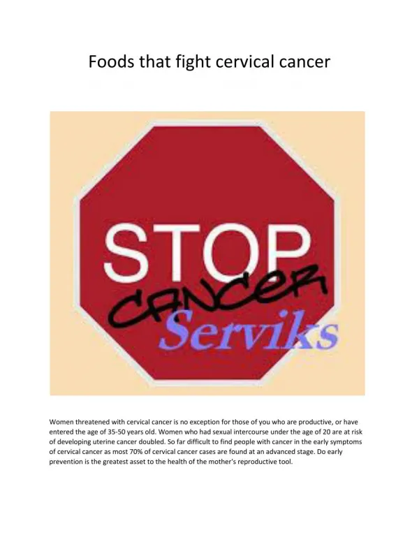 Foods that can help fight cervical cancer