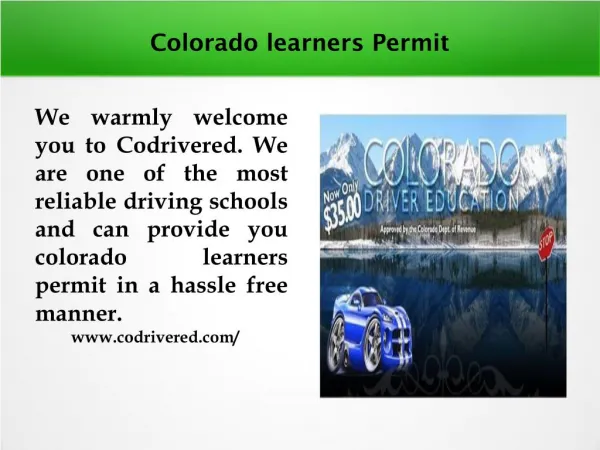Colorado learners Permit