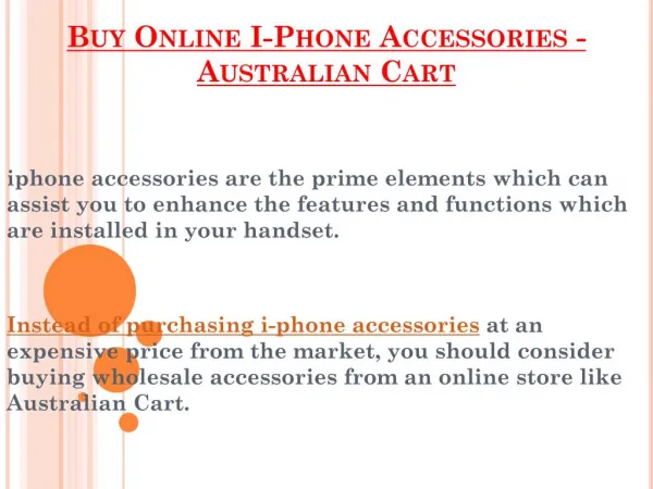 Buy Online I-Phone Accessories - Australian Cart