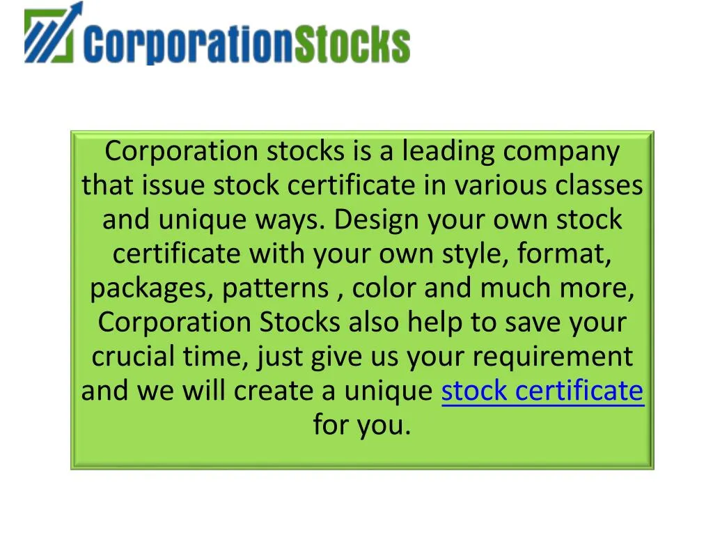 corporation stocks is a leading company that