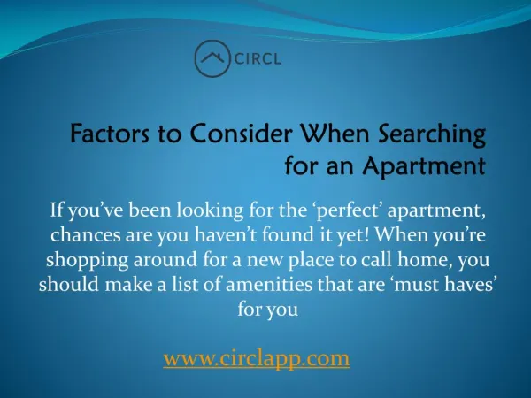 Factors to Consider When Searching for an Apartment
