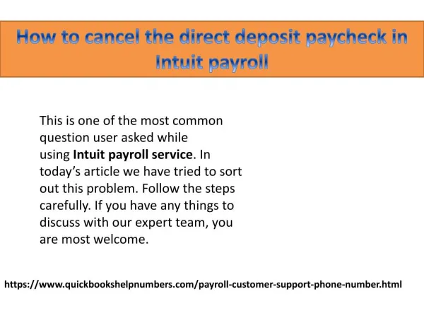 How to cancel the direct deposit paycheck in Intuit payroll