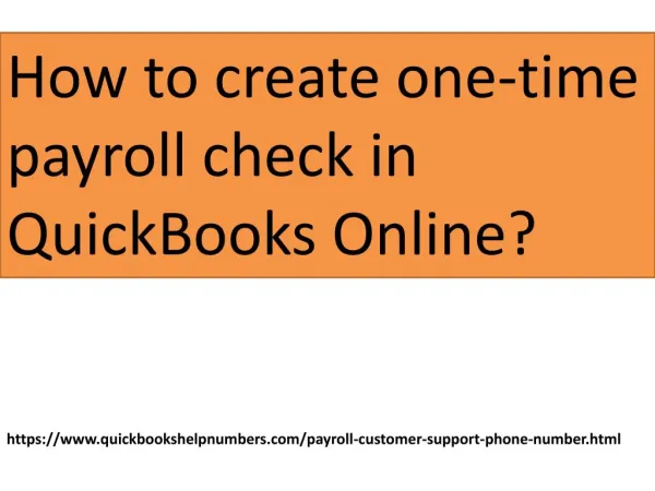 How to create one-time payroll check?