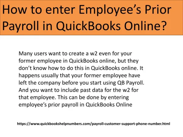 How to create a W2 for former employee paid before QP payroll?