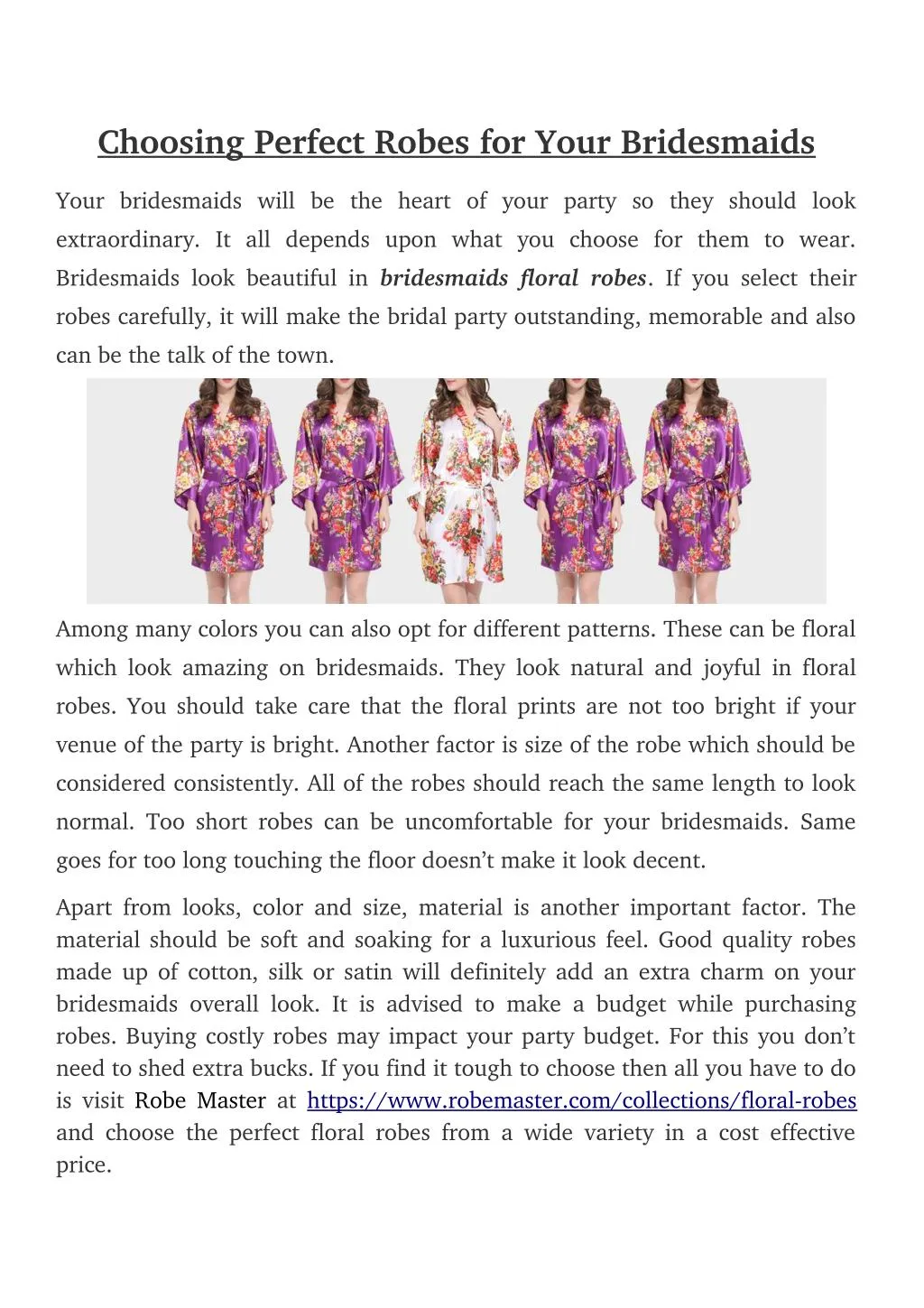 choosing perfect robes for your bridesmaids