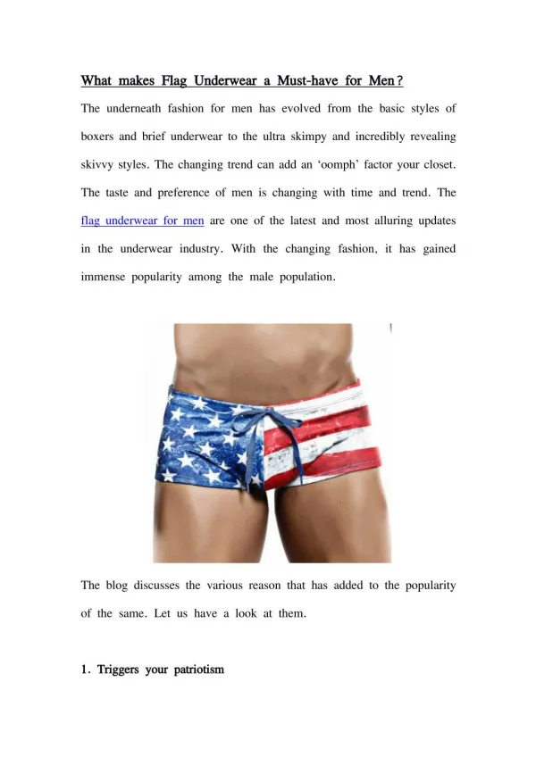 What makes Flag Underwear a Must-have for Men