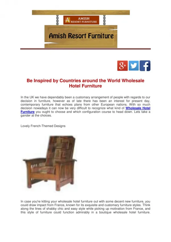 Be Inspired by Countries around the World Wholesale Hotel Furniture