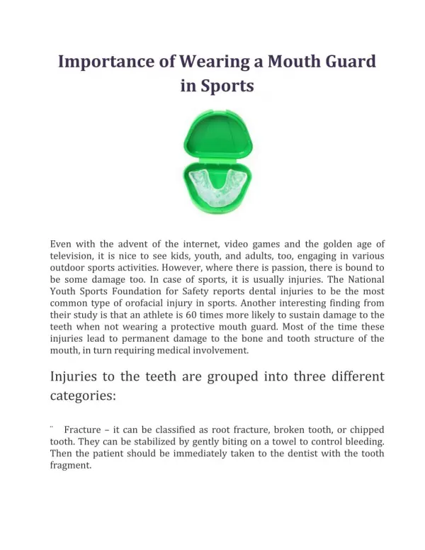 Importance of Wearing a Mouth Guard in Sports