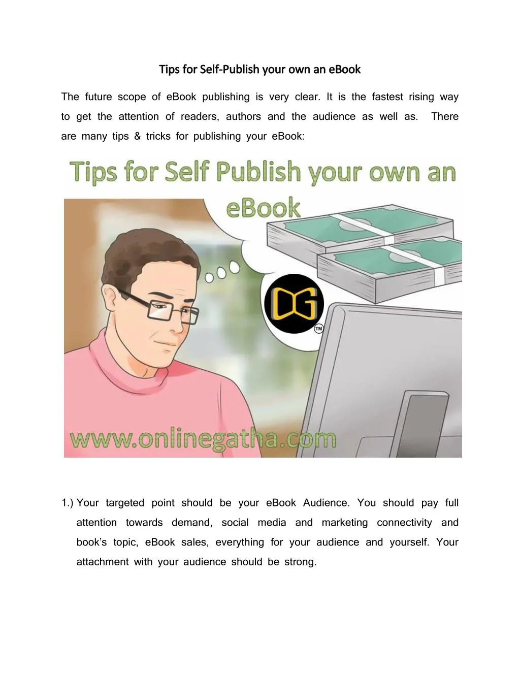 tips for self tips for self publish your