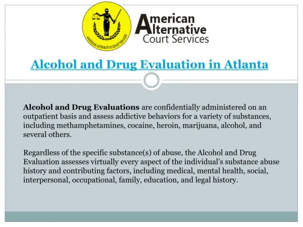 Alcohol and Drug Evaluation Atlanta GA