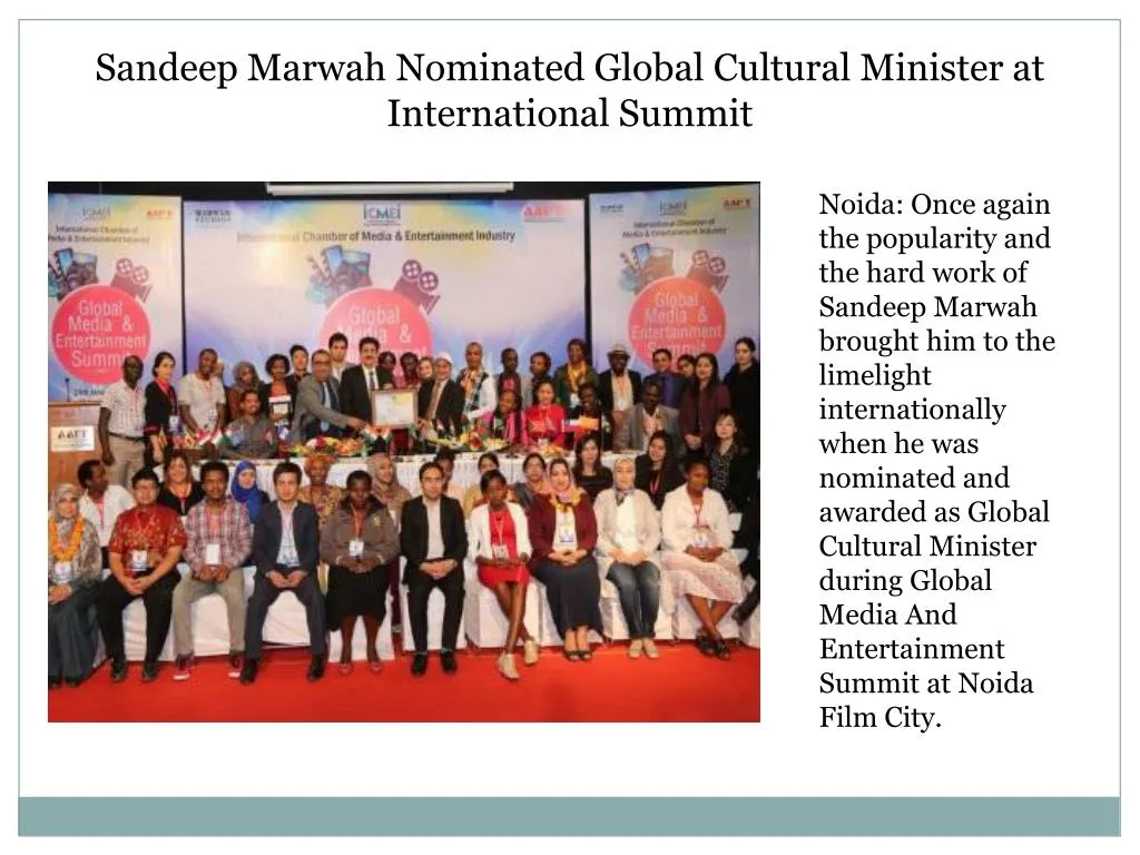 sandeep marwah nominated global cultural minister