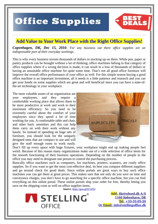 Add Value to Your Work Place with the Right Office Supplies