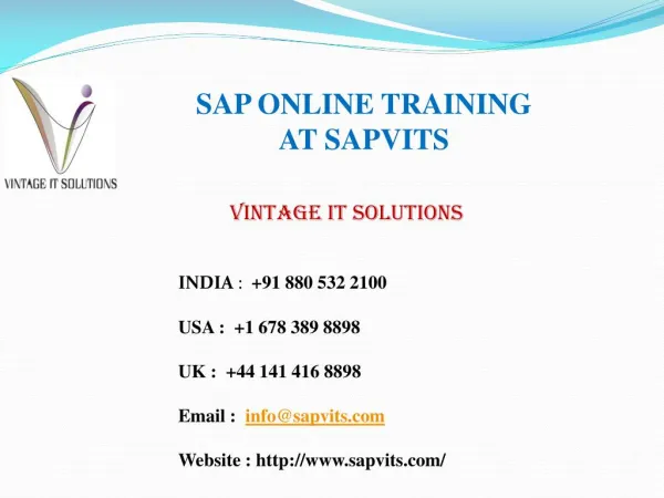SAP Online Courses Training Material Ppt